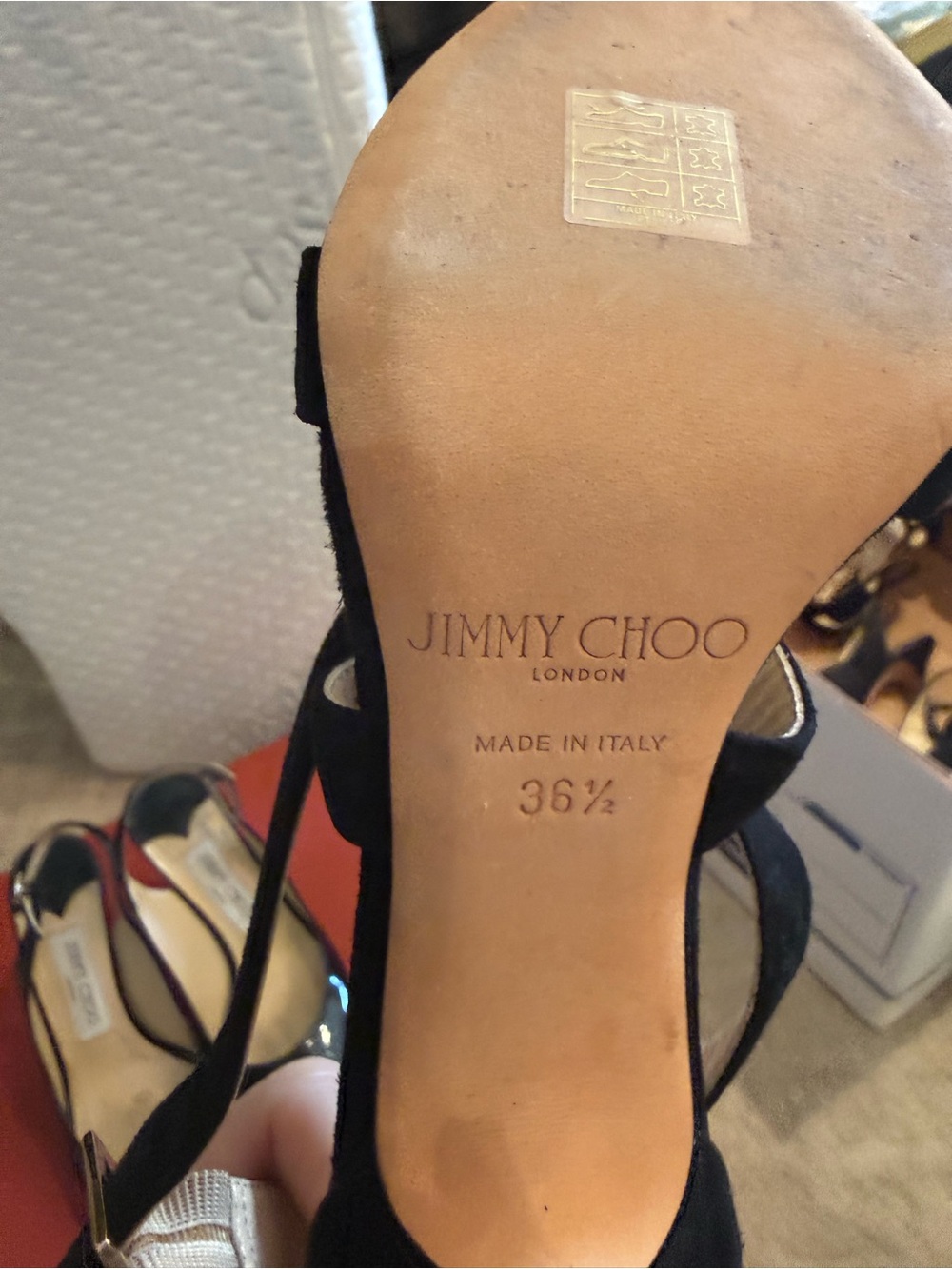 Jimmy Choo Black Suede Strappy Heeled Sandals - Picture 5 of 5